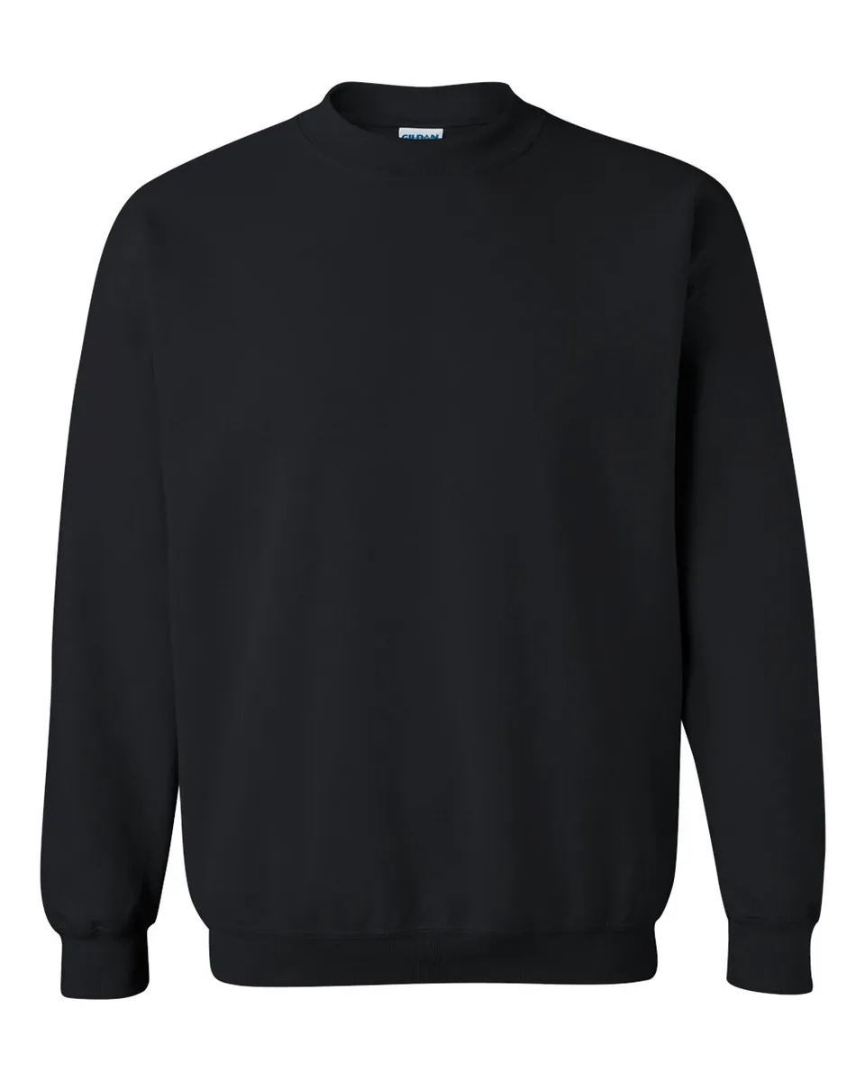 Gildan Heavy Blend 18000 crewneck sweatshirt in Black, front — blank garment with no print