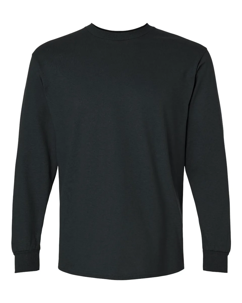Gildan Ultra Cotton 2400 long-sleeve T-shirt in Black, front — blank garment with no print