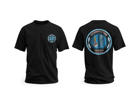 Bimmer Stars: club tees, front and back — custom printed by Press My Crew