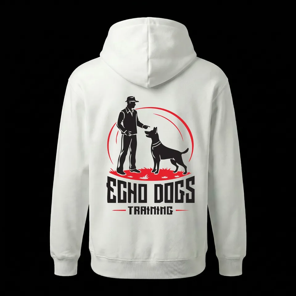 Echo Dogs: hoodie, back print — custom printed by Press My Crew