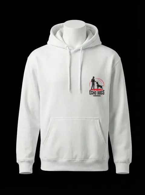 Echo Dogs: hoodie, front — custom printed by Press My Crew