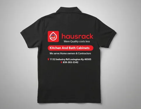 Hausrack: polo, back — custom printed by Press My Crew