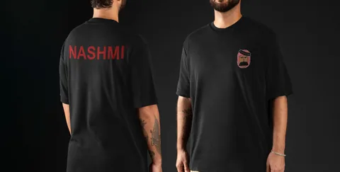 Nashmi: brand tees on models — custom printed by Press My Crew