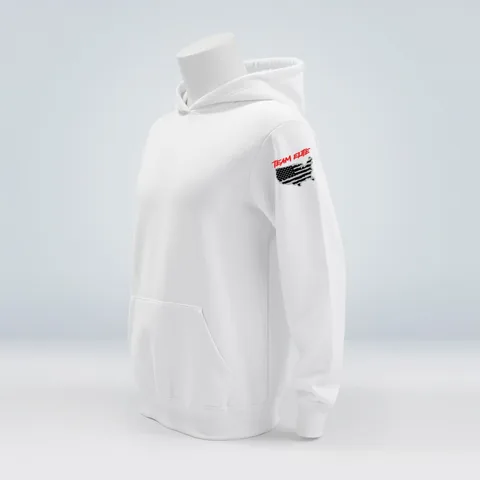 Team Elite: hoodie, side view — custom printed by Press My Crew